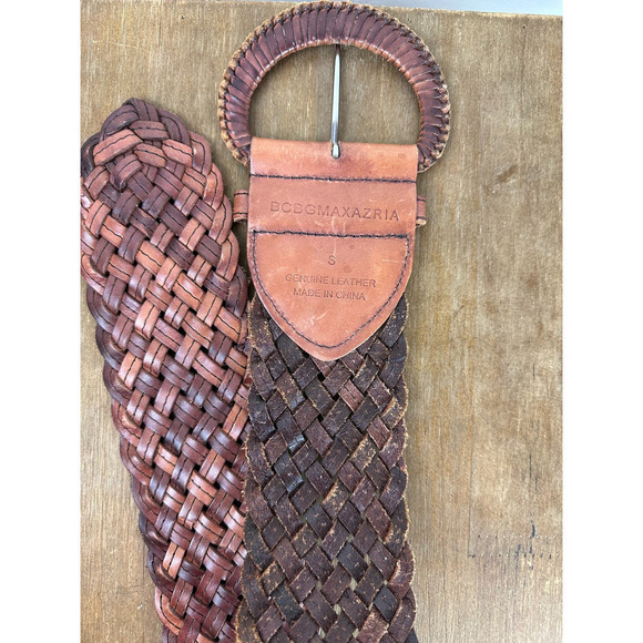 Y2K ALERT!! BCBGMAXAZRIA Genuine Leather Woven Belt Size S - Picture 2 of 3